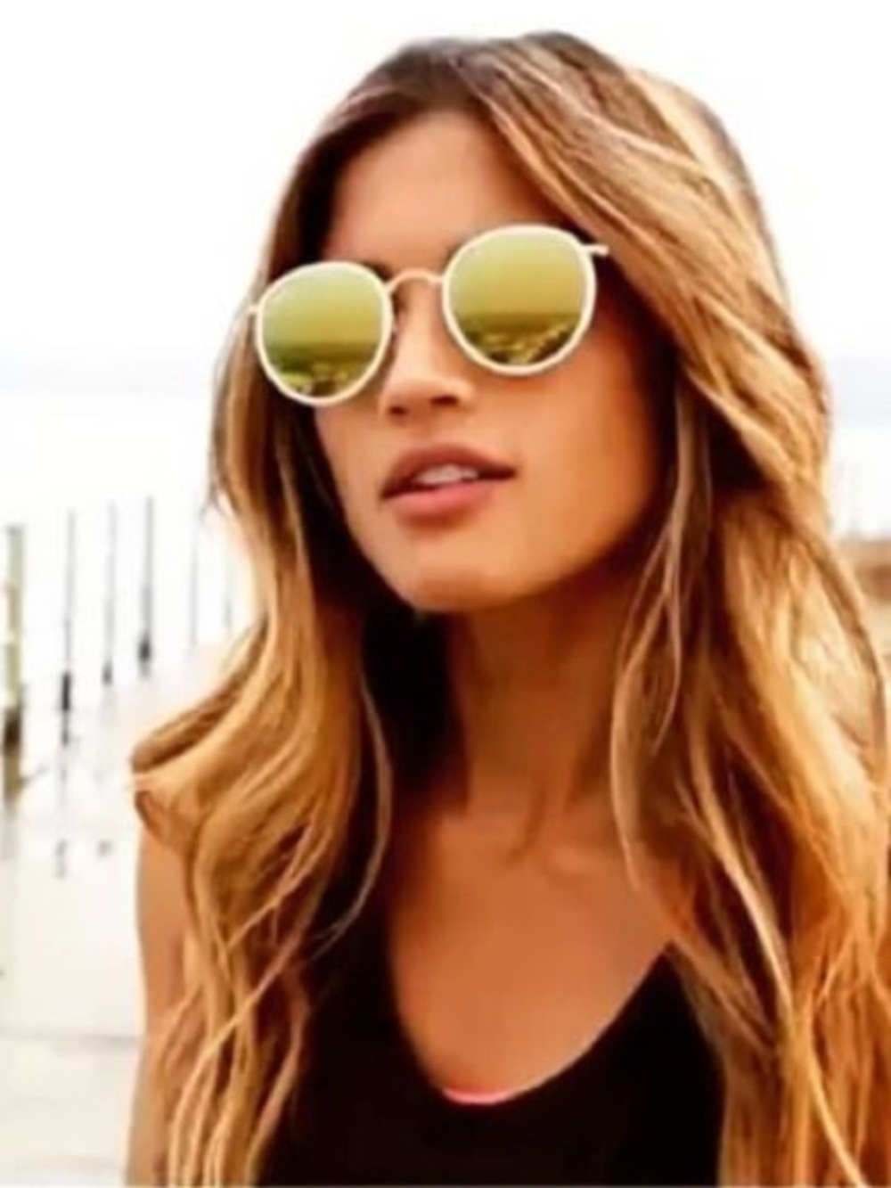 Ray Ban Round Folding Sunglasses RB3517 001/93 51 Gold/White Yellow Mirror